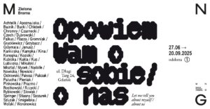 baner do wystawy, tekstowy z nazwiskami artystów