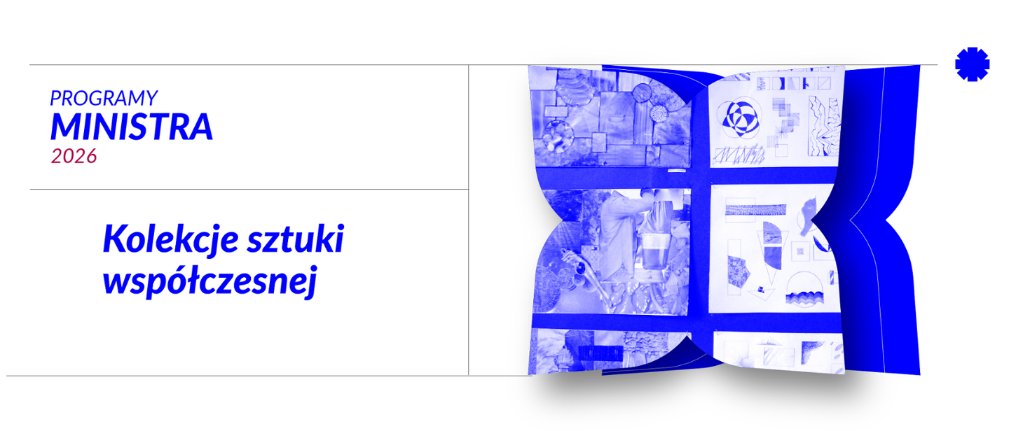 napis Kolekcje Sztuki Współczesnej, obok motyl