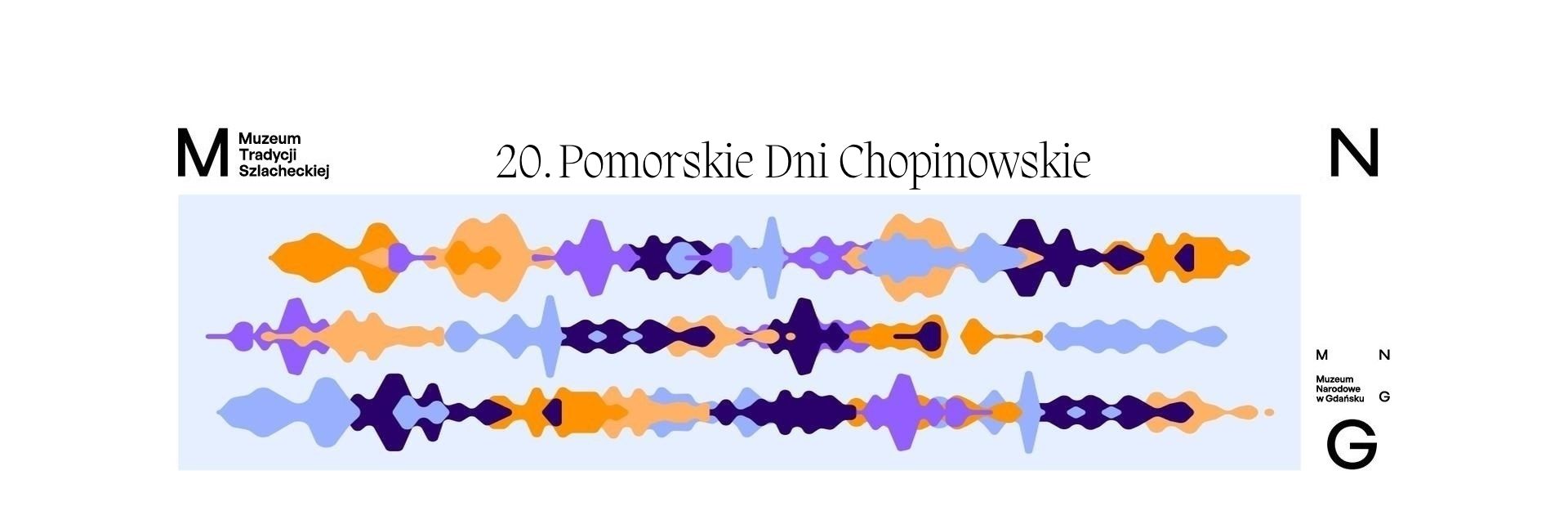 napis 20 Pomorskie Dni Chopinowskie na tle dźwięku