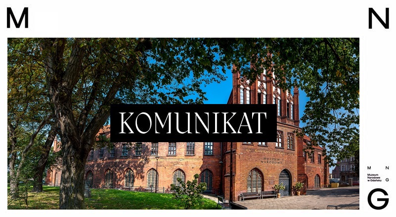 napis komunikat na tle budynku oddziału sztuki dawnej