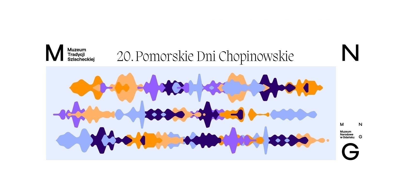 napis 20 Pomorskie Dni Chopinowskie na tle dźwięku