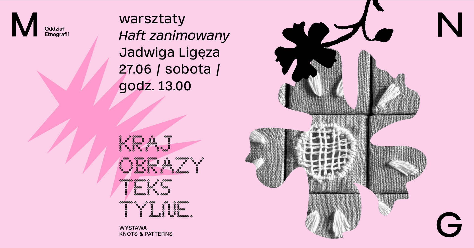baner graficzny na różowym tle; promujący warsztaty