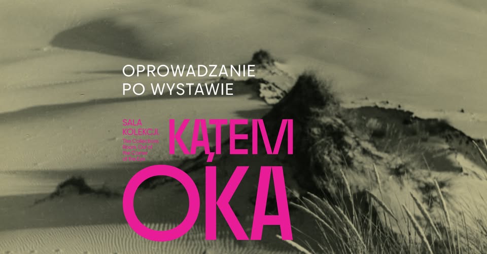 baner promujący oprowadzanie na tle zdjęcia wydm